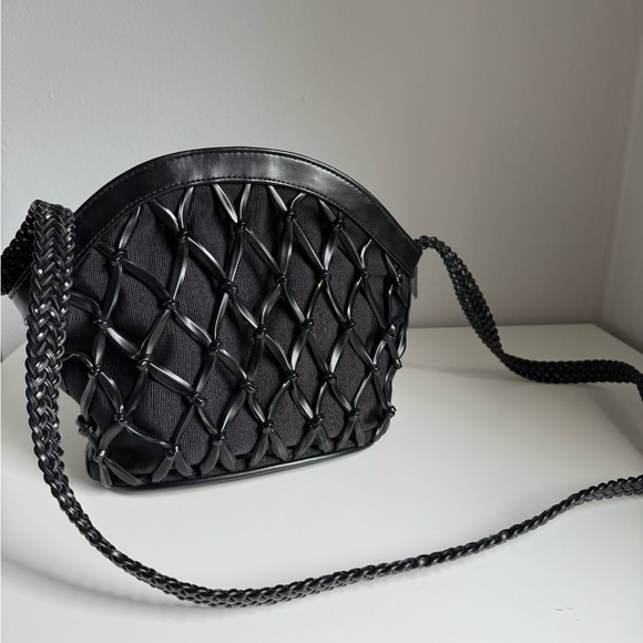 Tiannl Handbags - Tiannl Black Crossbody Bag with Woven Design